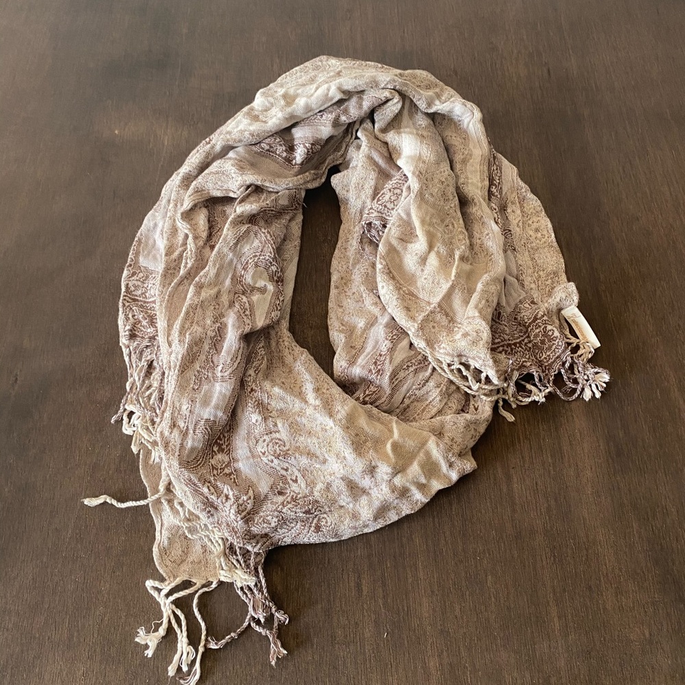 Tan scarf with design